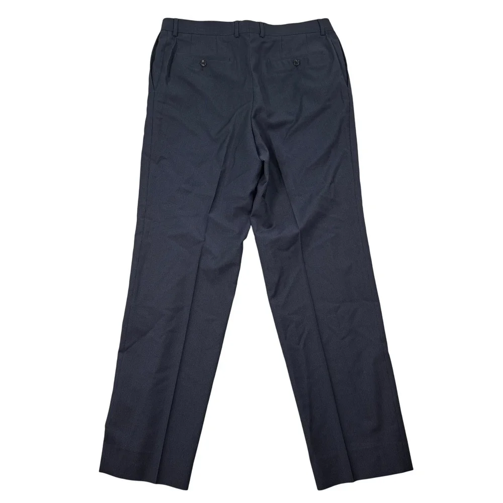 Hugo Boss Men's 36x33 Dress Pants Blue Check Plaid Trousers Straight Fit Wool